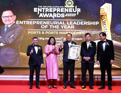 Congratulations, YBhg Datuk Mohd Jasmin Bin Julpin, on your well-deserved win at The BrandLaureate Entrepreneur Awards 2023 – Entrepreneurial Leadership of the Year in the category of Ports & Ports Management!