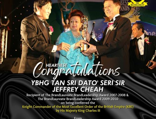 Warmest congratulations to YBhg Tan Sri Dato’ Seri Sir Jeffrey Cheah, recipient of The BrandLaureate BrandLeadership Award 2007-2008 & 2009-2010 for being conferred the Knight Commander of the Most Excellent Order of the British Empire (KBE) by His Majesty King Charles III of the United Kingdom.